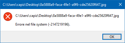 error del sistema de archivos (-2147219196)