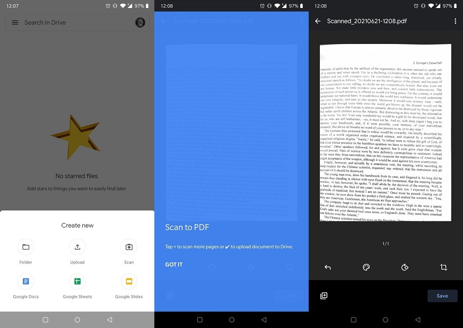 Aplicaciones de escáner de documentos Android Google Drive