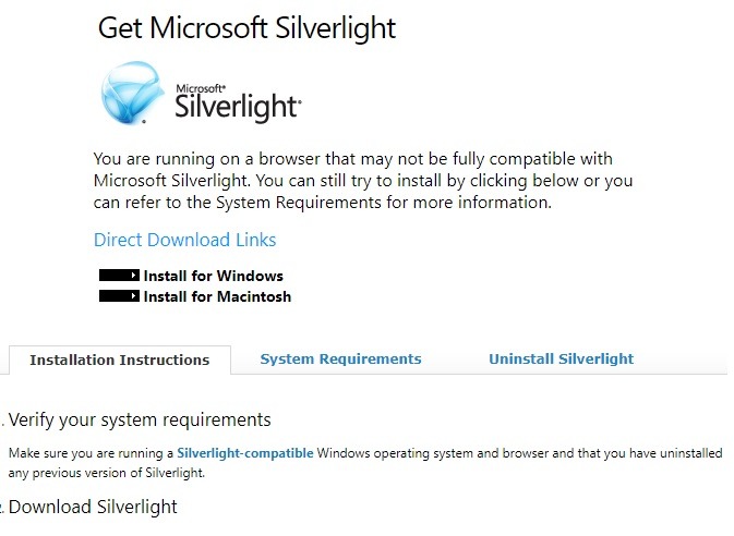 Windows desinstale inmediatamente Microsoft Silverlight
