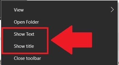 Iconos de la barra de tareas de Windows 10 Deseleccionar