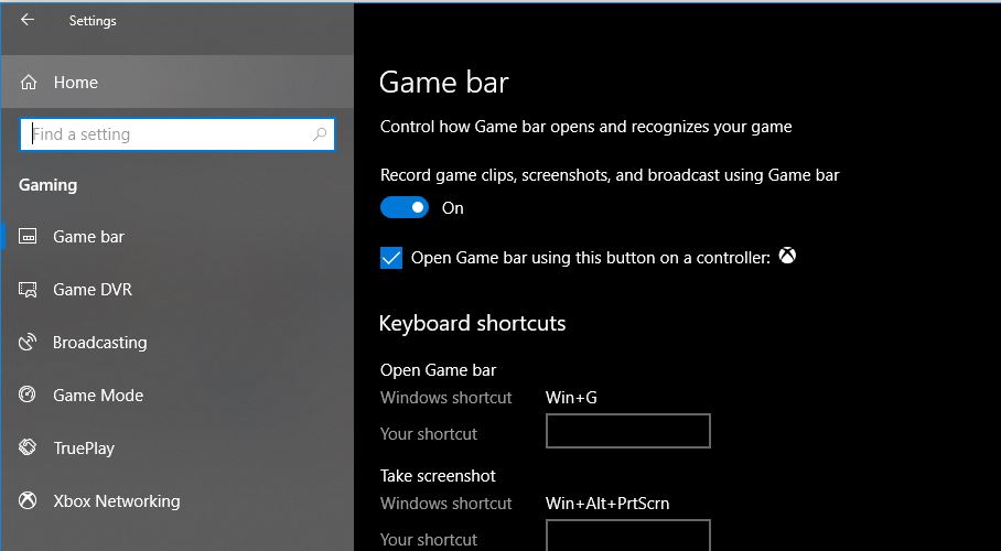 Habilitar la barra de juegos de Windows 10