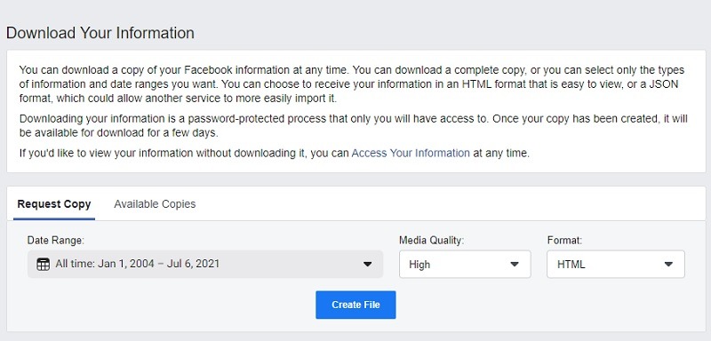 Cómo descargar su historial de chat de Facebook para mantener la fecha de información de Facebook de forma segura