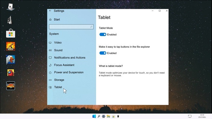 Mejoras de Windows11 Modo táctil de tableta
