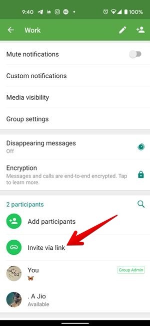 Invitación de grupo de Whatsapp a través de un enlace