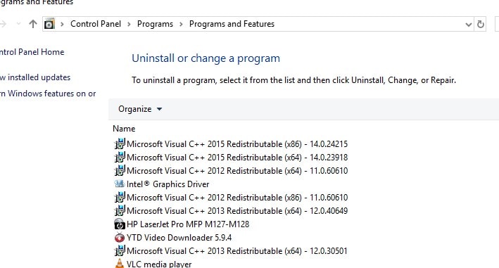 Reinstale los paquetes redistribuibles de Microsoft Visual C ++