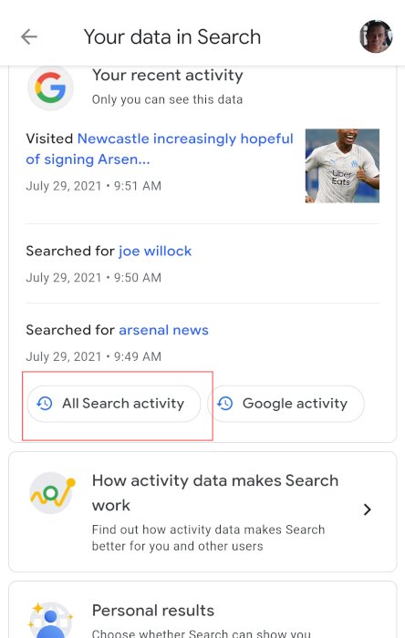 Actividad de búsqueda de todas las aplicaciones de Google para Android