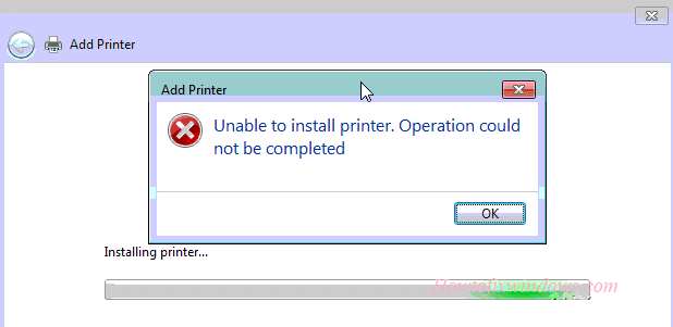 No se puede instalar la impresora No se pudo completar la operación