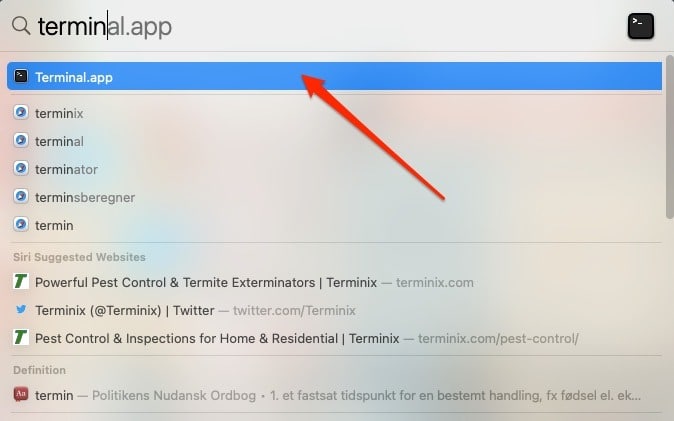 Búsqueda de aplicaciones de terminal Mac