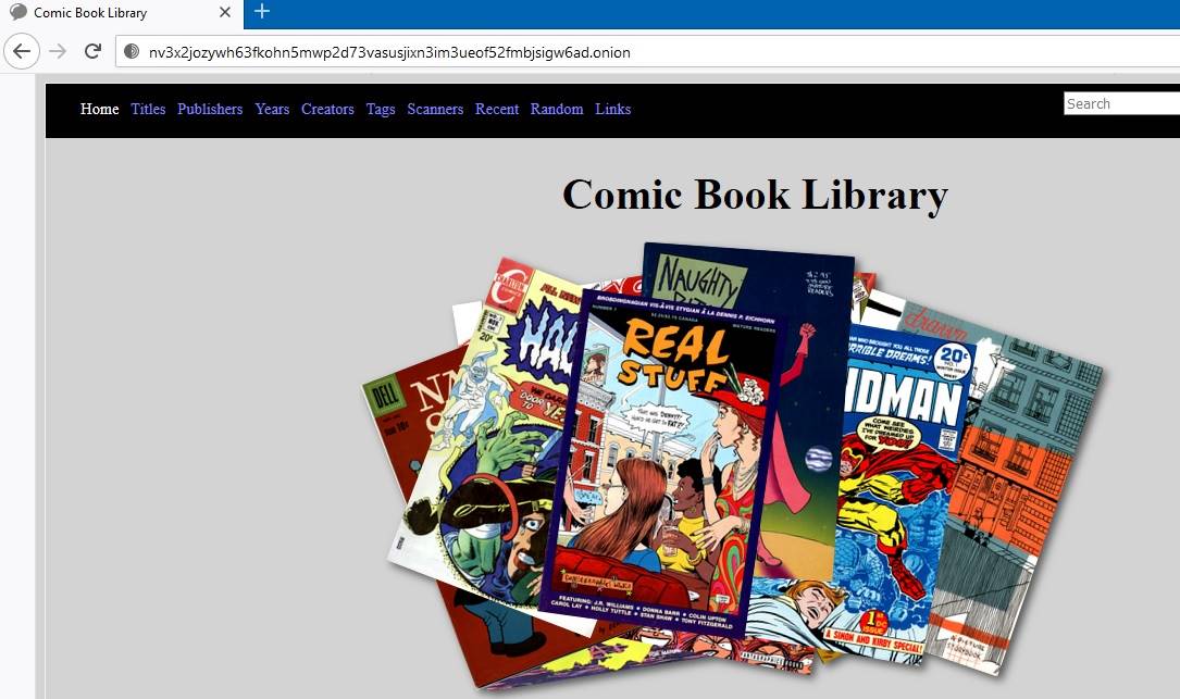 Cebolla de la biblioteca de cómics de Google Dark Web