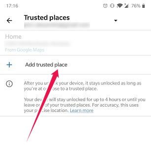 Cómo configurar Smart Lock para Android Add Trusted Place