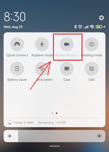 Grabador de pantalla de inicio de Android