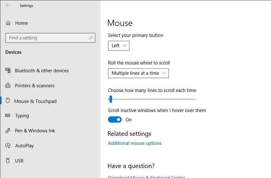 Opciones de mouse adicionales