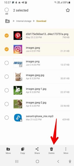 Descargas de Android Eliminar la aplicación Samsung My Files