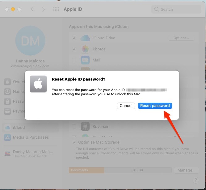 Mac Restablecer contraseña de ID de Apple