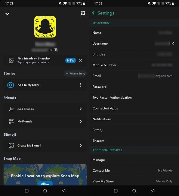 Cómo activar el modo oscuro Snapchat Android Force Snapchat