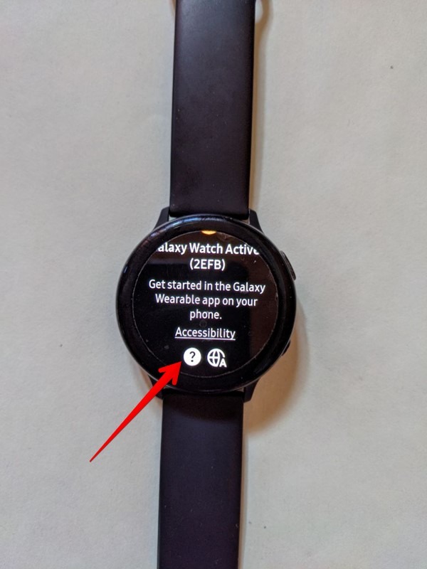 Configuración del signo de interrogación del Galaxy Watch