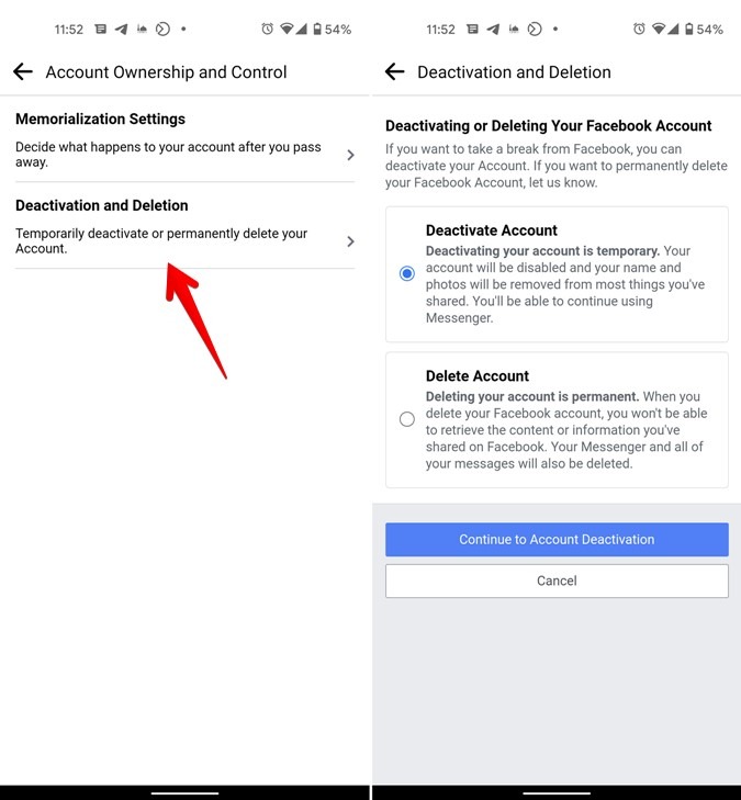 Eliminar o desactivar Facebook Android