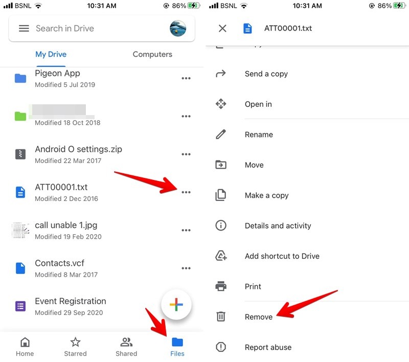Google Drive Eliminar archivo del móvil