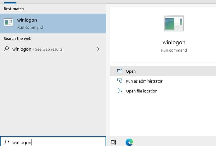 Captura de pantalla de Windows Login Winlogon