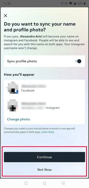 Cómo vincular o desvincular Instagram Facebook Mobile Confirm