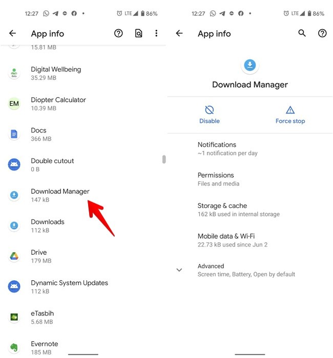 Servicios de Google Play Habilitar descarga Administrar