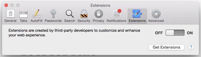 Activa y desactiva las extensiones en Safari.