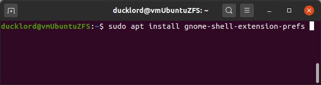 Comando de terminal para instalar la aplicación de extensiones en Ubuntu