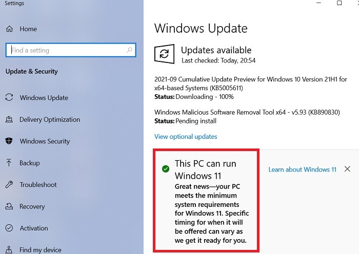 Windows11 Roll Back Windows10 Pc puede ejecutar Windows11