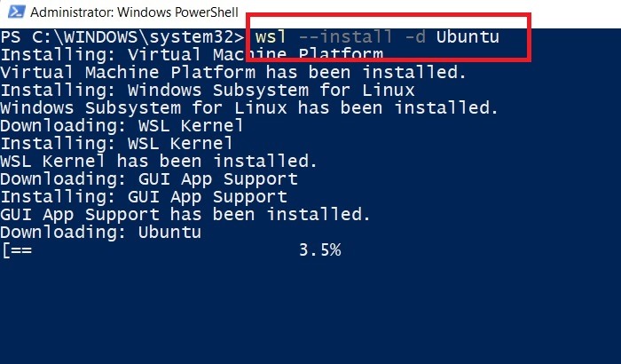 Wsl Install Powershell Windows11 Downloading Ubuntu 1