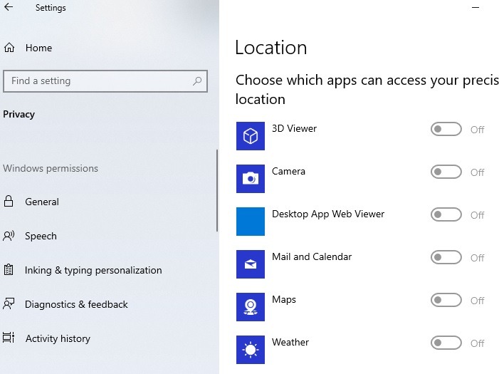 Comprender que su ubicación está actualmente en uso en las aplicaciones de ubicación de Windows 10