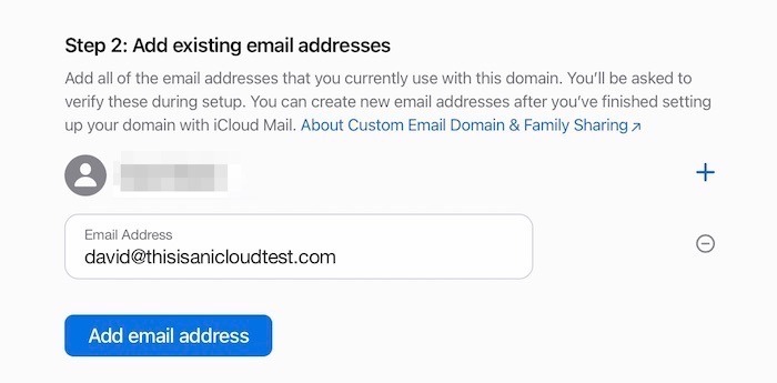 Icloud Mail Dominio personalizado Agregar correo electrónico 1