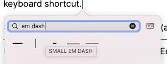 Cómo escribir Em Dash Mac Character Map