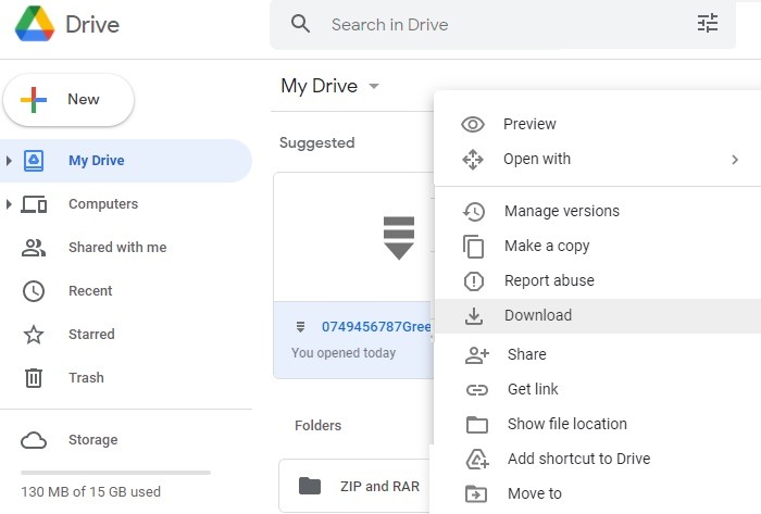 Zip Rar Google Drive Descargar archivo zip