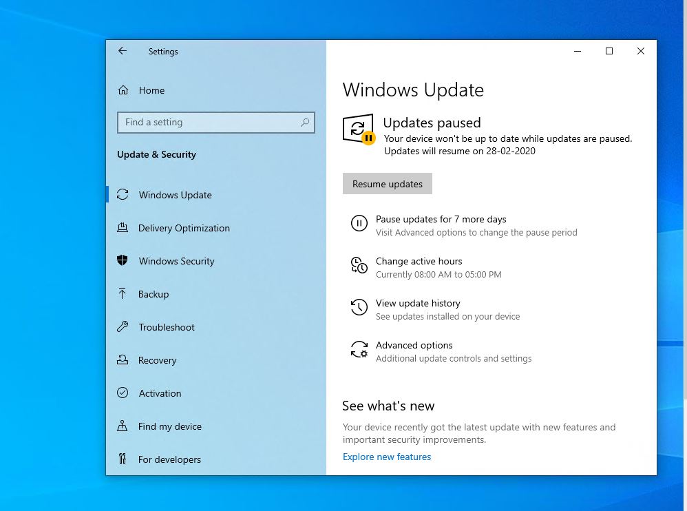 Desactivar la actualización de Windows 10