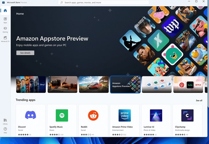 Google Play Windows11 Amazon Appstore