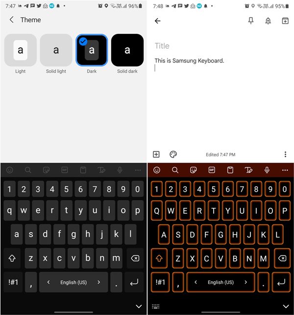 Aplicación de tema de teclado Gboard Vs Swiftkey Vs Samsung