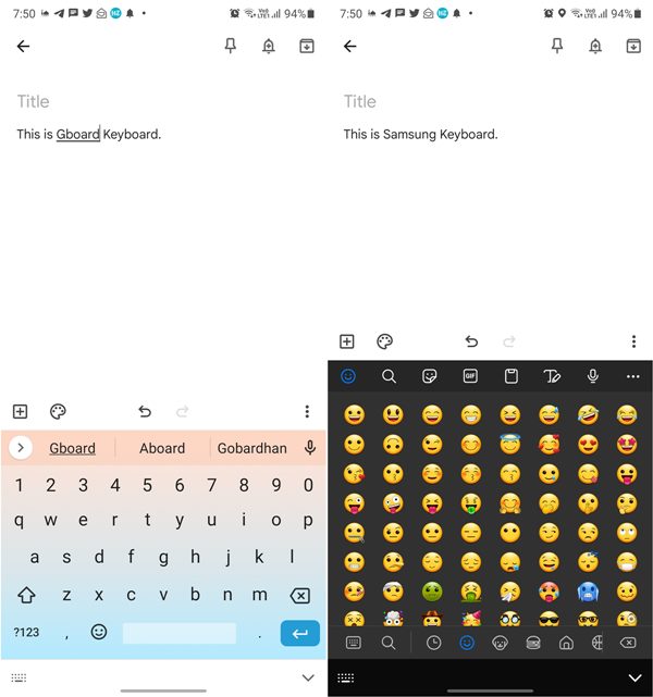 Botón de Emojis del teclado Gboard Vs Swiftkey Vs Samsung