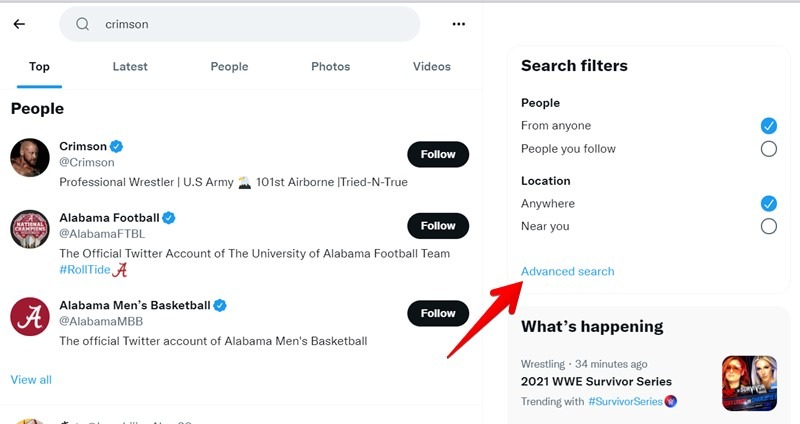 Twitter Search Advanced Searchbar