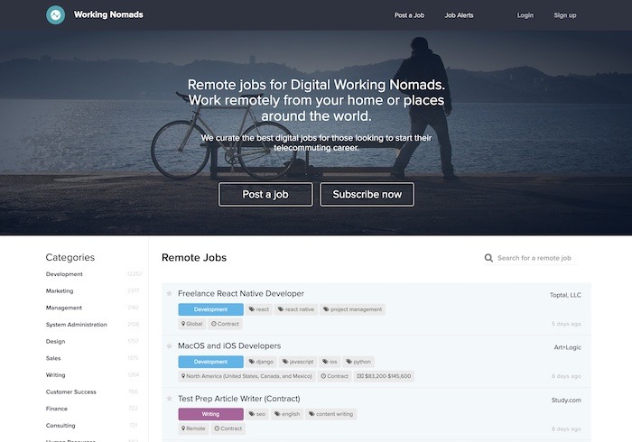 Los mejores sitios de trabajo Trabajo remoto Workingnomads