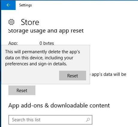 Restablecer Microsoft Store