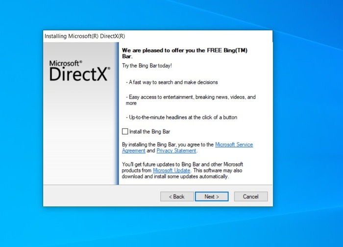 Instalador de Directx Bing 2