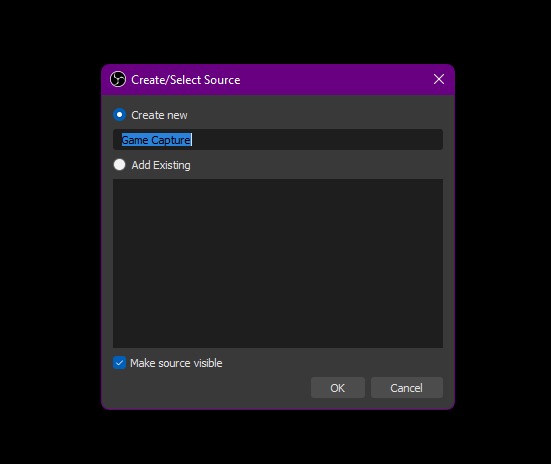 Obs Game Capture Create Source