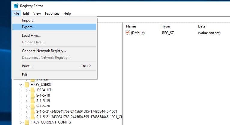 Copia de seguridad del registro de Windows