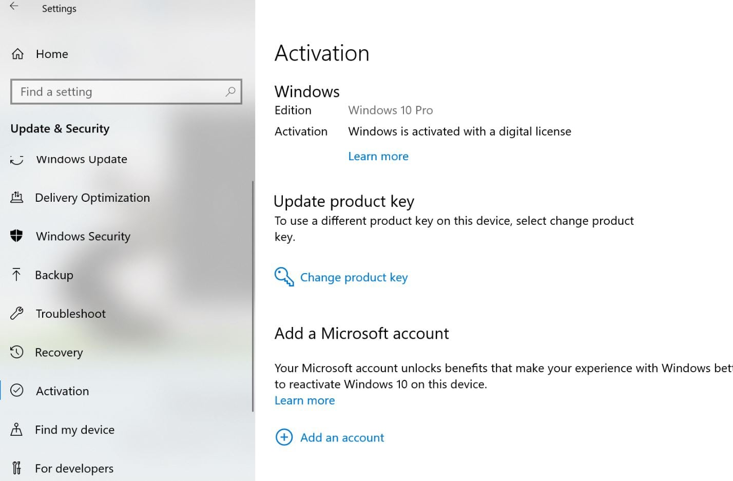 Windows se activa con una licencia digital