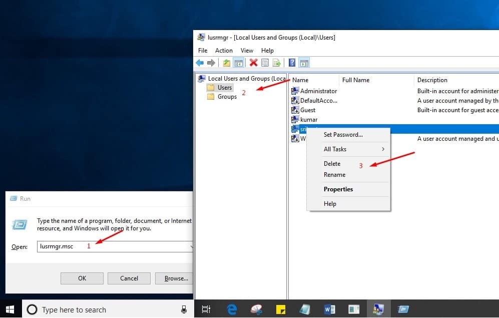 Eliminar cuenta de usuario en Windows 10