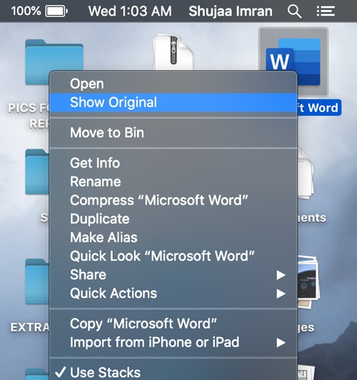 Accesos directos de escritorio Mac Mostrar original