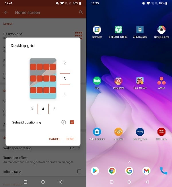 Cómo cambiar el tamaño del icono de la aplicación Configuración de cuadrícula de escritorio Nova