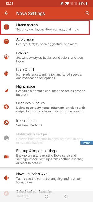 Cómo cambiar el tamaño del icono de la aplicación Configuración de la pantalla de inicio de Nova