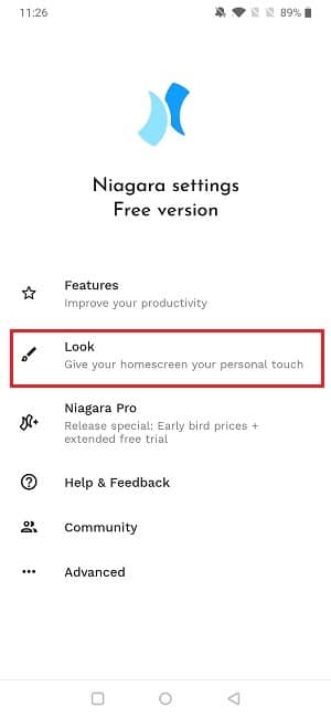 Cómo cambiar el tamaño del icono de la aplicación Configuración de Niagara Look