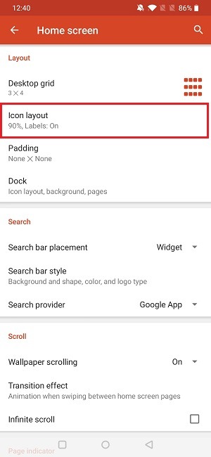 Cómo cambiar el tamaño del icono de la aplicación Diseño del icono de la pantalla de inicio de Nova